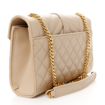 Saint Laurent Grain De Poudre Textured Mixed Matelasse Triquilt Small Monogram Satchel Dark Beige 3 of 11