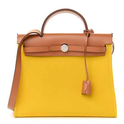 Hermes Toile Vache Hunter Herbag Zip 31 PM Soufre 2 of 10