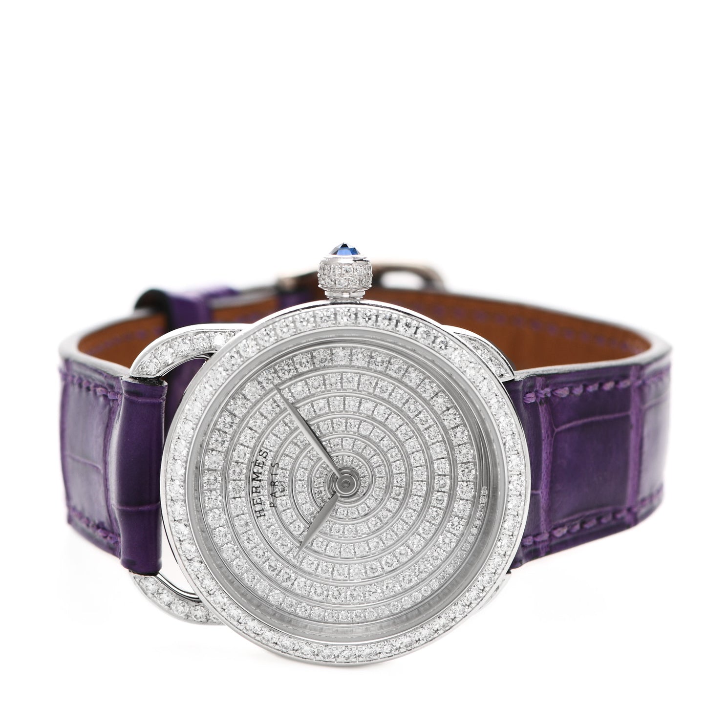 18K White Gold Alligator Diamond 32mm Arceau Automatic Watch Amethyst