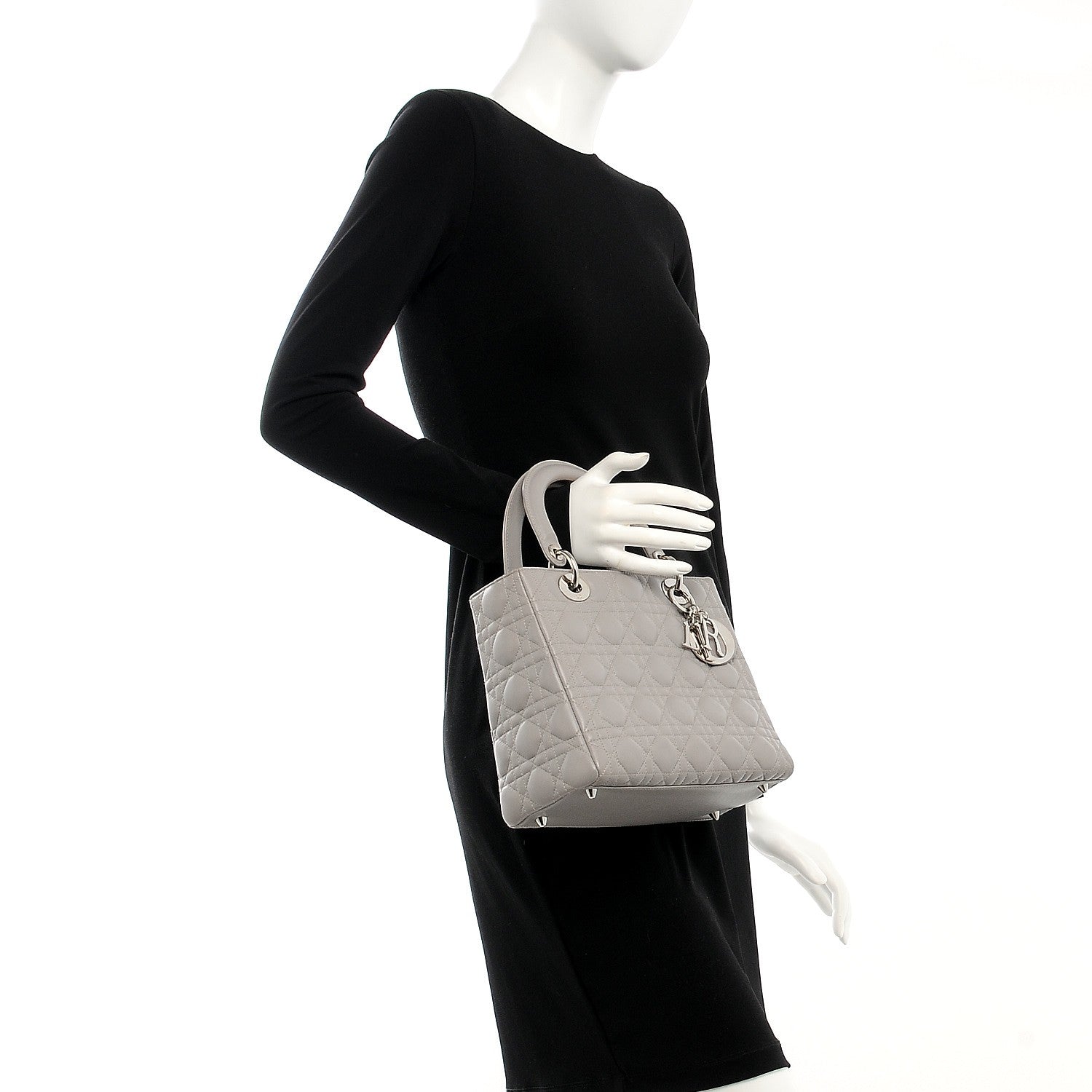 Christian Dior Lambskin Cannage Medium Lady Dior Grey 3 of 8