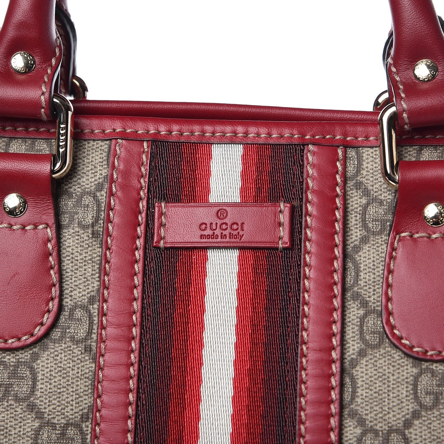 GG Supreme Monogram XL Web Tote Red