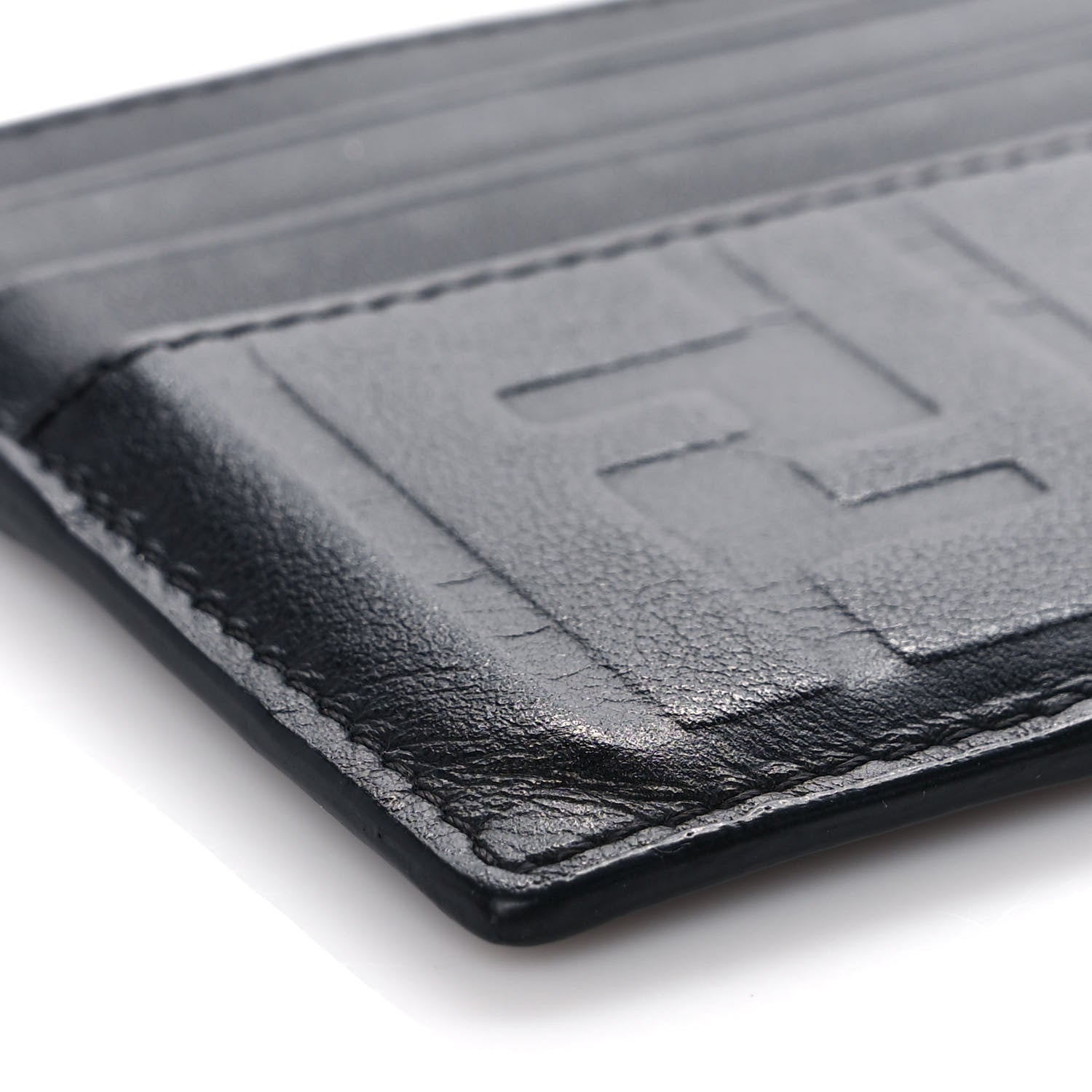 Fendi Vitello Grace FF 1974 Embossed Card Holder Black 8 of 10