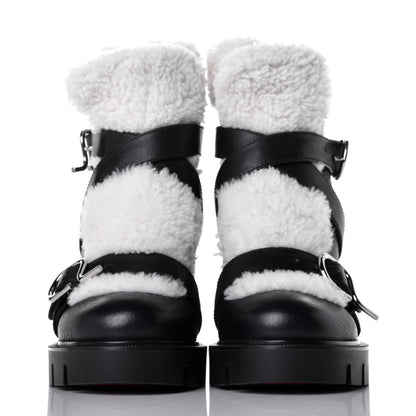 Christian Louboutin Calfskin Shearling Pole Chic 70 Booties 35 Nocturne Natural 2 of 8