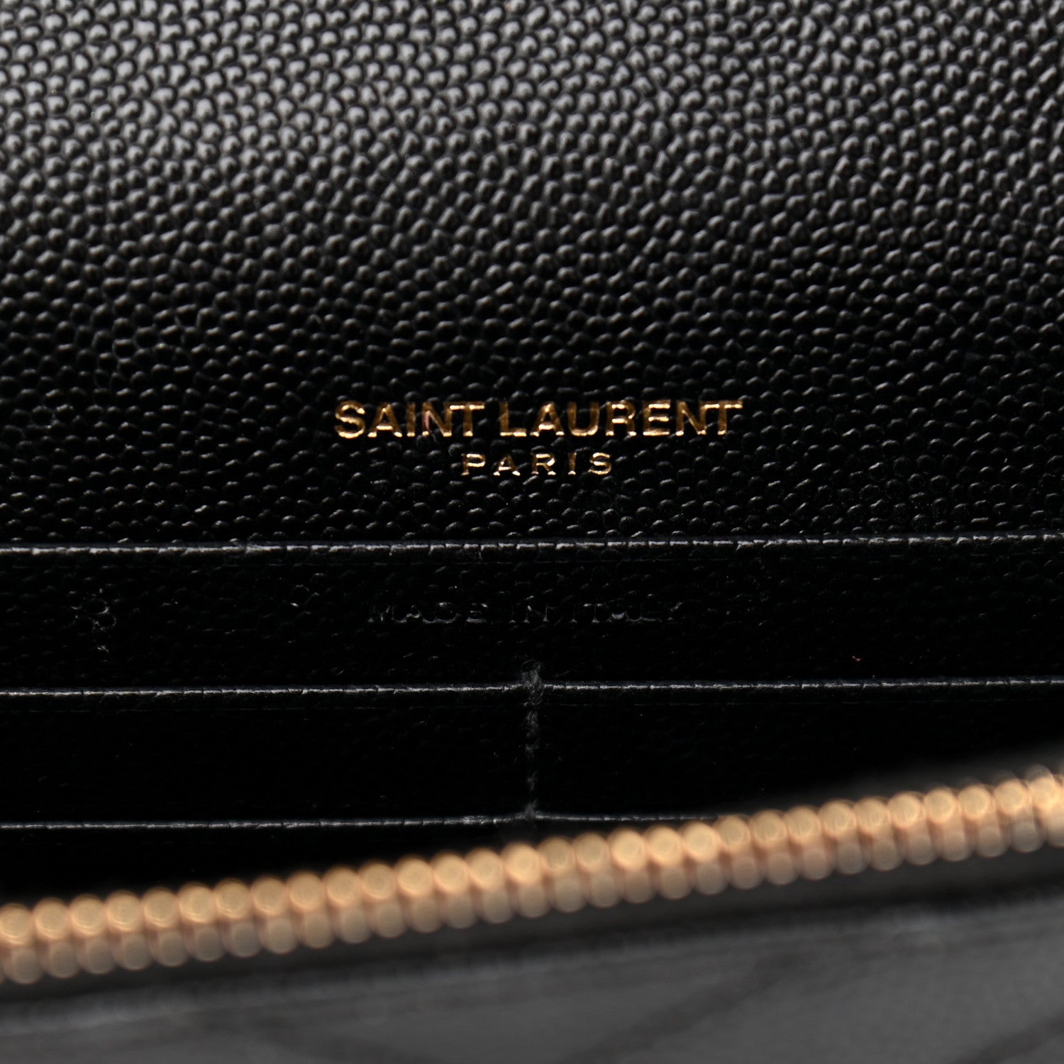 Saint Laurent Grain De Poudre Matelasse Chevron Monogram Envelope Chain Wallet Black 6 of 10