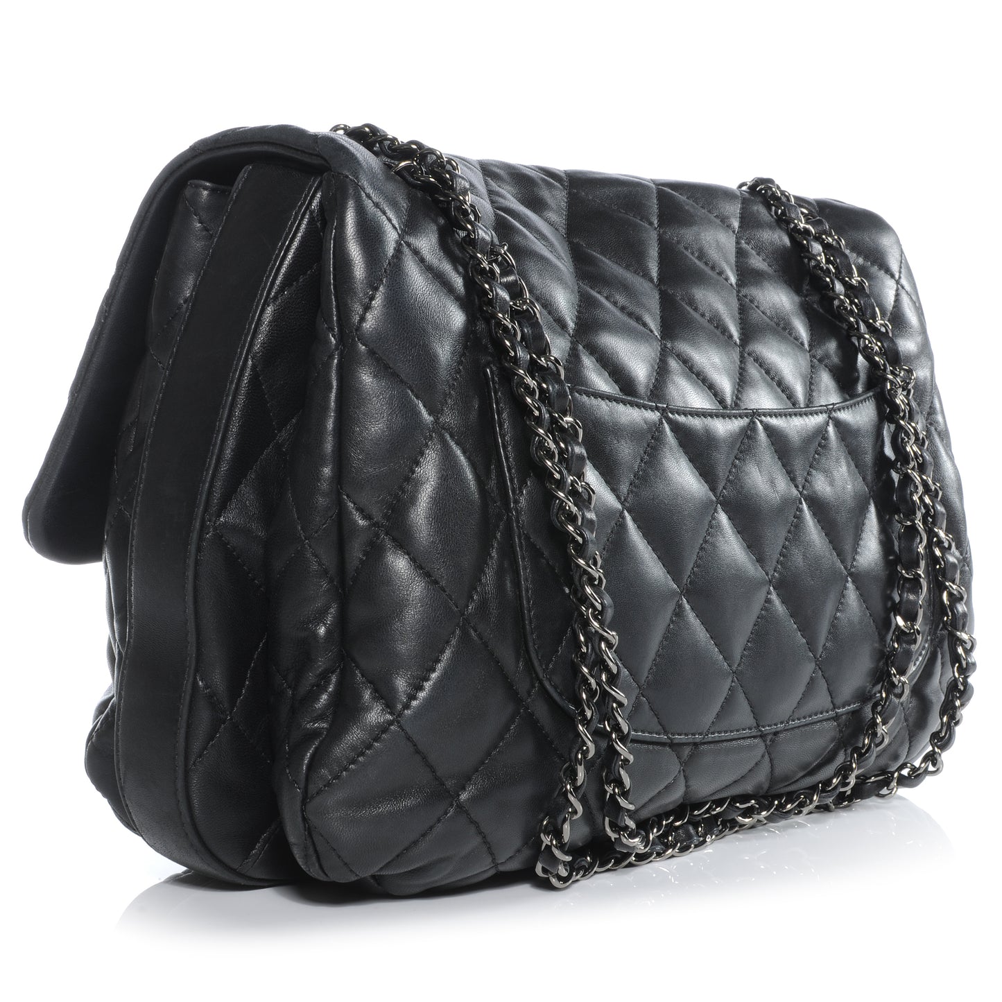 Lambskin Quilted 3 Maxi Flap Black