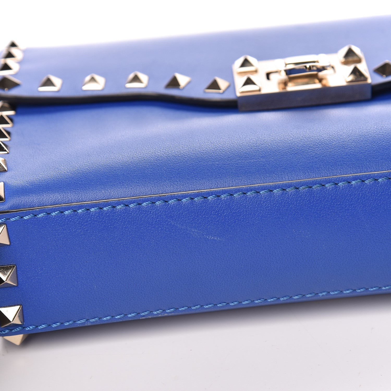 Valentino Garavani Vitello Medium Rockstud Flip Lock Crossbody Bag Acid Blue 8 of 13