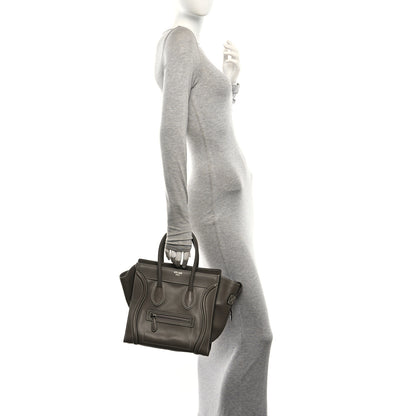 Celine Drummed Calfskin Micro Luggage Souris 2 of 10