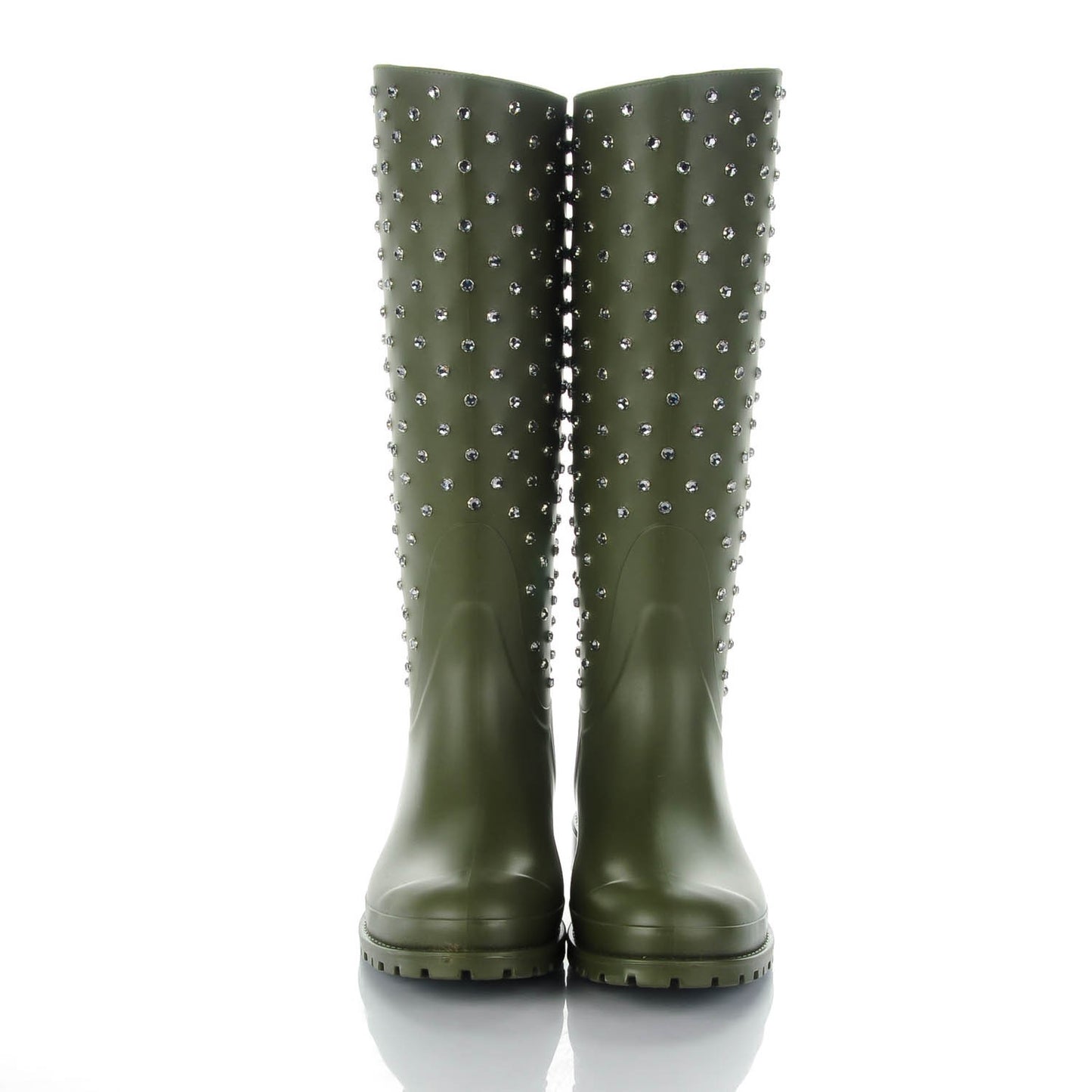 Rubber Studded Festival Rain Boots 41 New Kaki Fonce