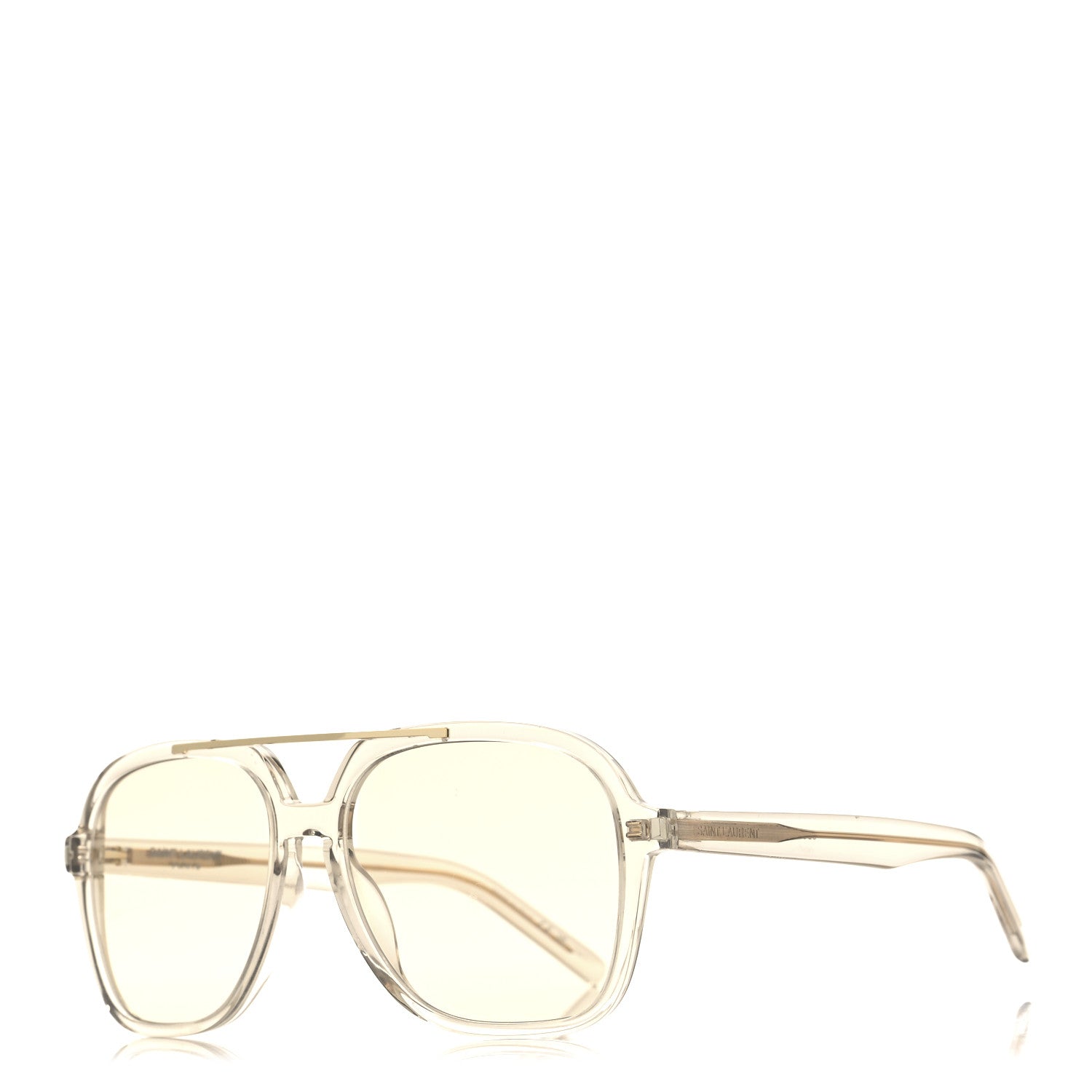Saint Laurent Acetate Geometric Aviator Sunglasses SL 545 Transparent Cream Light Gold 1 of 8