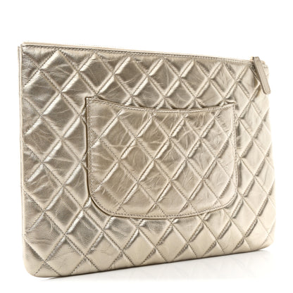 Chanel Metallic Aged Calfskin Quilted Medium 2.55 Reissue Cosmetic Case Gold 3 of 8