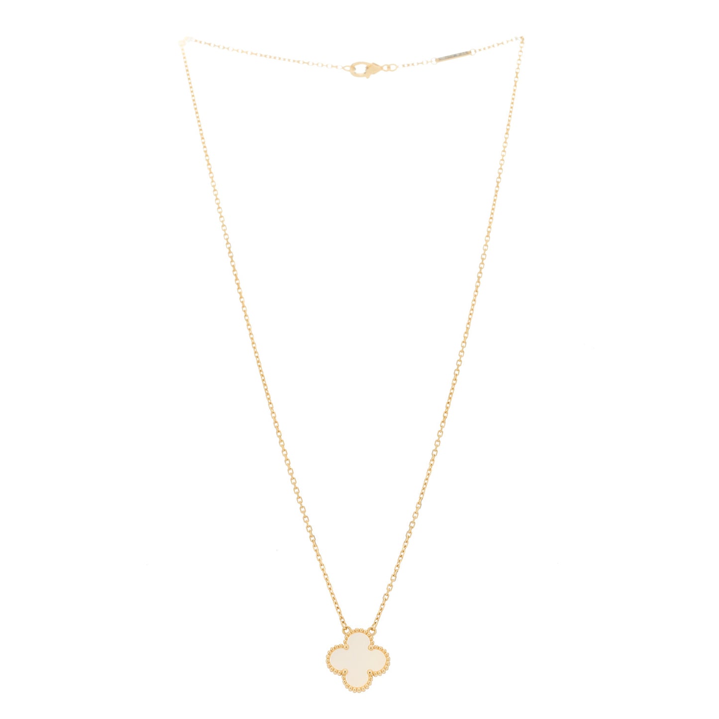 18K Yellow Gold Mother of Pearl Vintage Alhambra Pendant Necklace