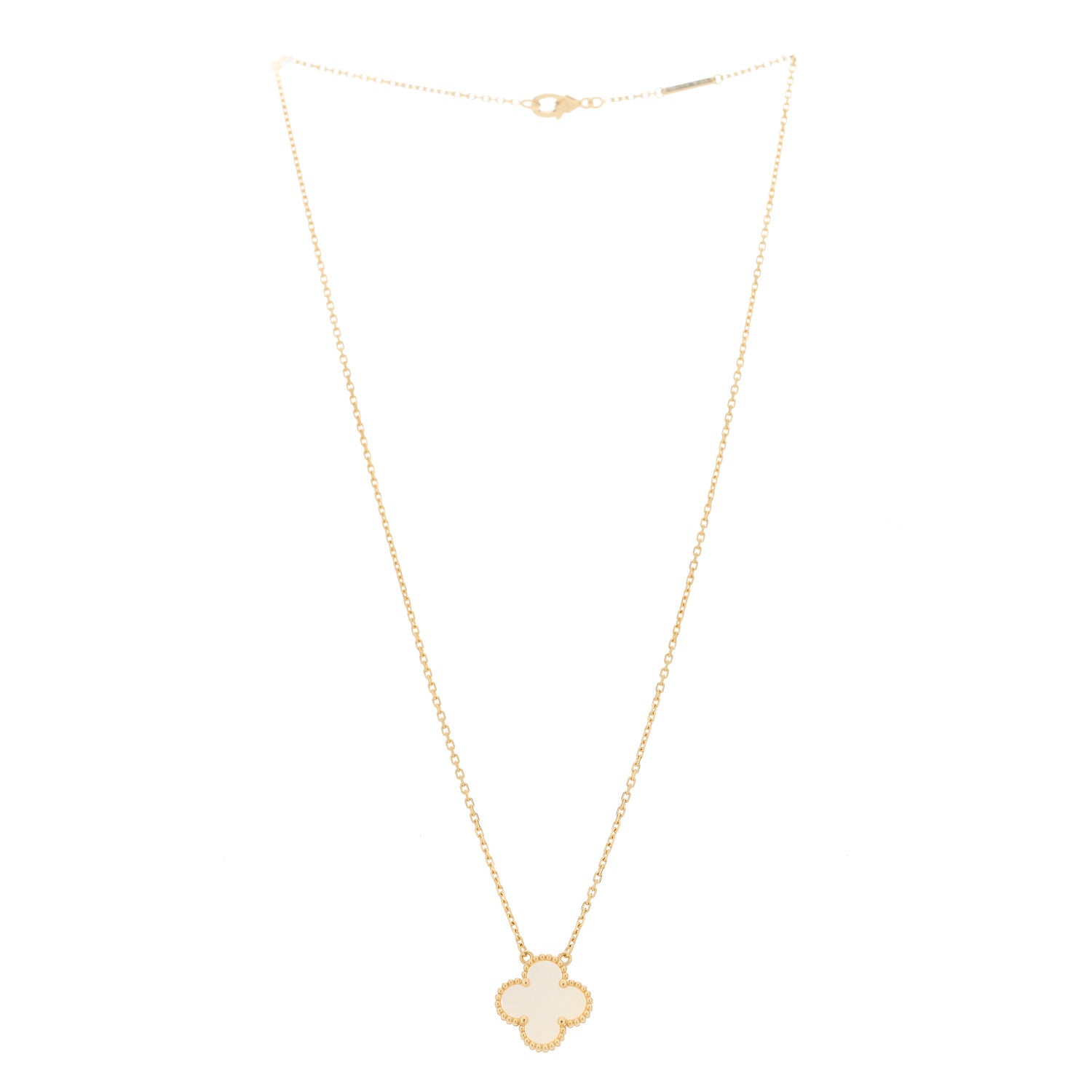 Van Cleef & Arpels 18K Yellow Gold Mother of Pearl Vintage Alhambra Pendant Necklace 3 of 5
