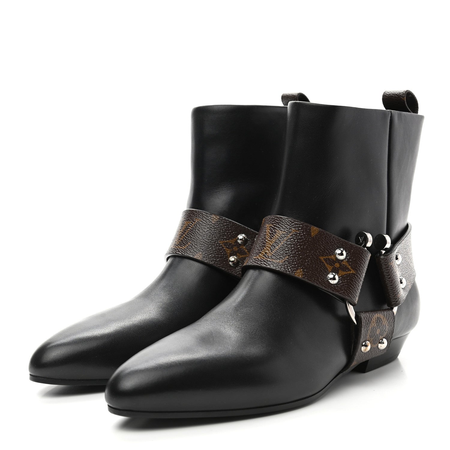 Louis Vuitton Calfskin Monogram Rhapsody Ankle Boots 38 Black 3 of 9