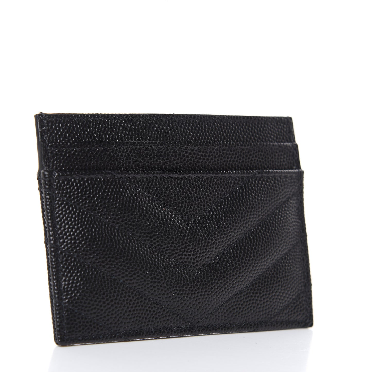 Grain De Poudre Matelasse Chevron Monogram Credit Card Case Black