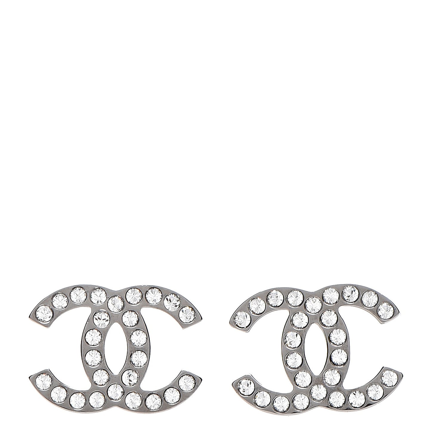 Crystal Large CC Earrings Silver