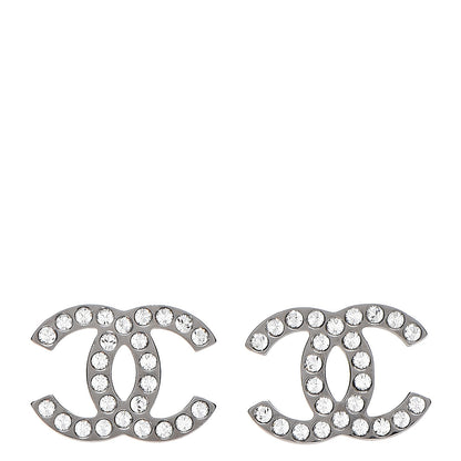 Chanel Crystal Large CC Earrings Silver 1 of 5
