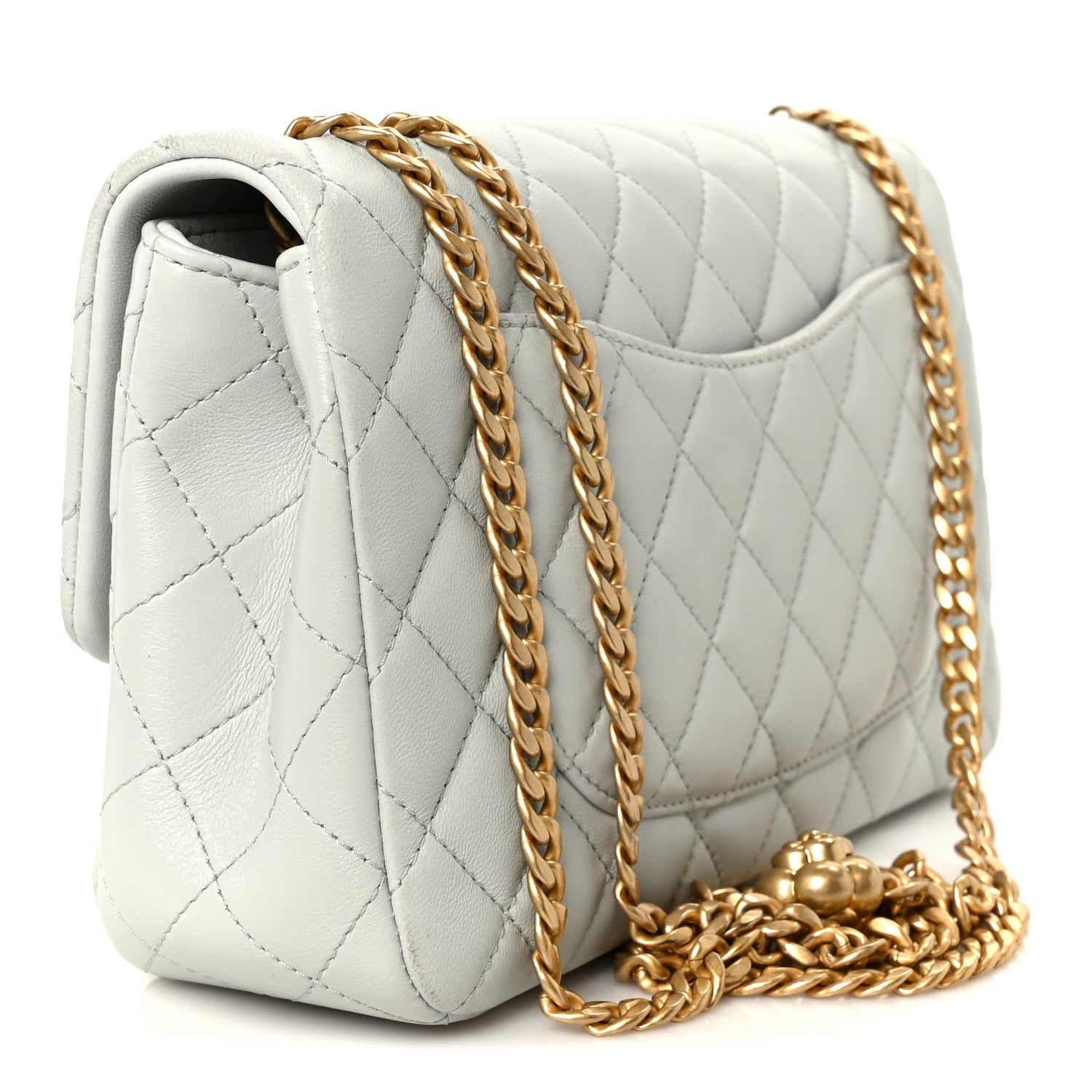 Chanel Lambskin Quilted Small Sweet Camellia Flap Light Blue 3 of 12
