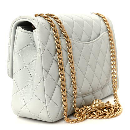 Chanel Lambskin Quilted Small Sweet Camellia Flap Light Blue 3 of 12