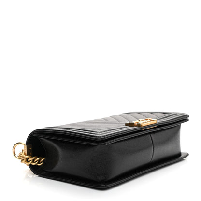 Chanel Caviar Chevron Quilted New Medium Boy Flap Black 4 of 9
