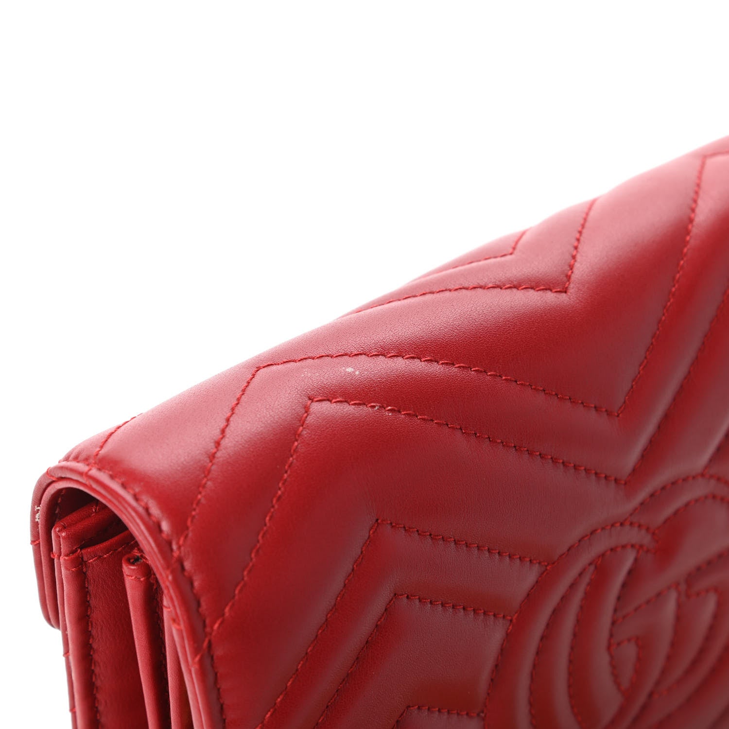 Gucci Calfskin Matelasse GG Marmont Chain Wallet Hibiscus Red 12 of 12