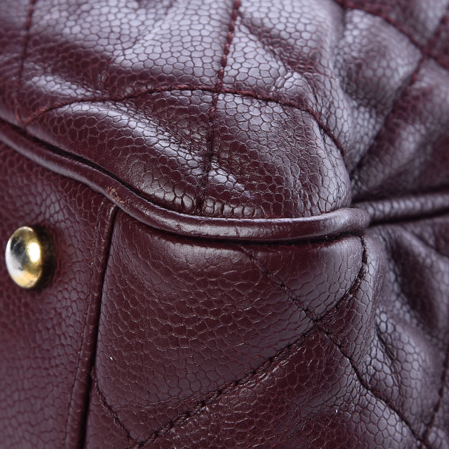 Chanel Glazed Caviar Quilted Small Shiva Tote Burgundy 10 of 12