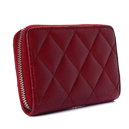 Chanel Caviar Quilted Zip Coin Purse Red 3 of 7