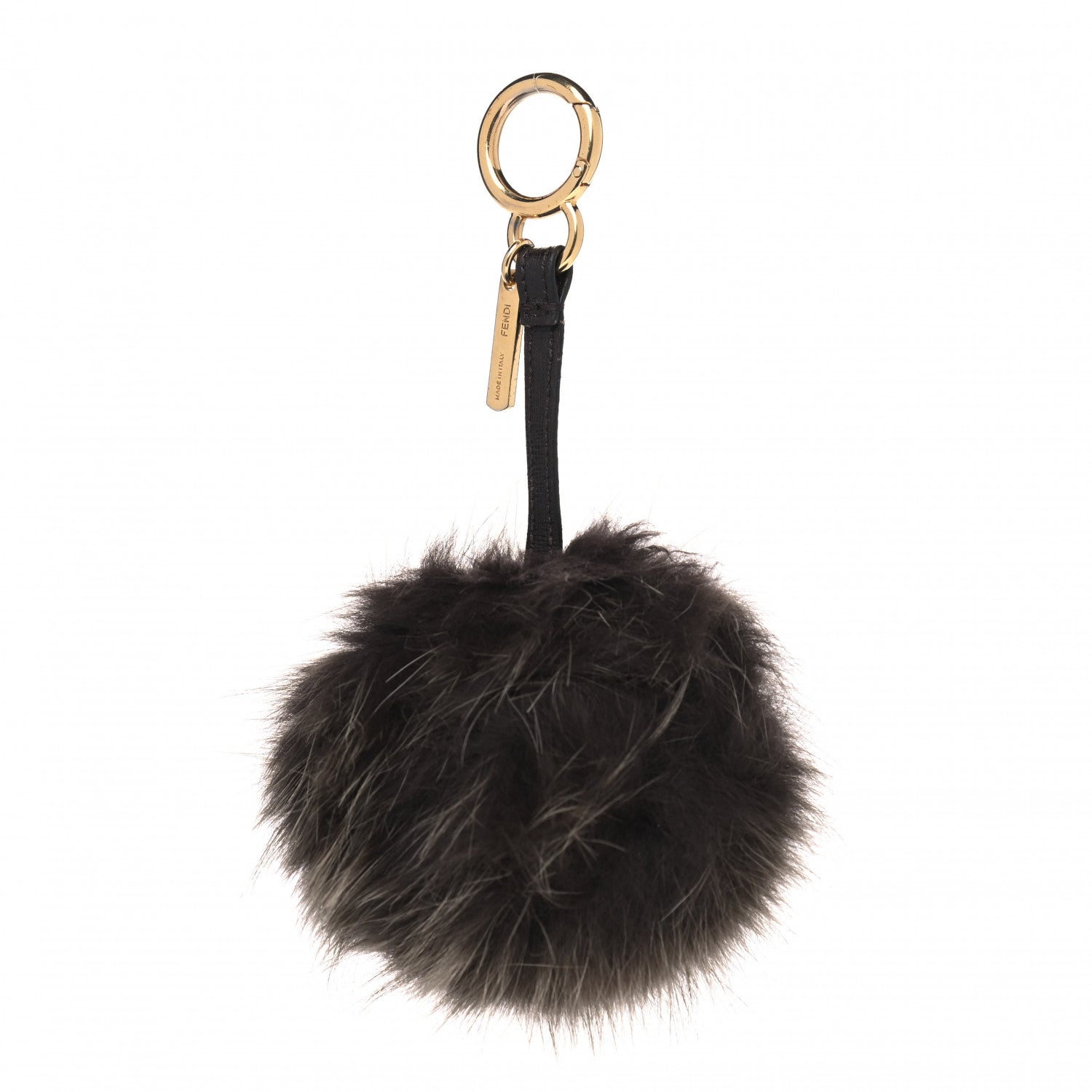 Fendi Fox Fur Vitello Elite Pom Pom Bag Charm Moro 1 of 4