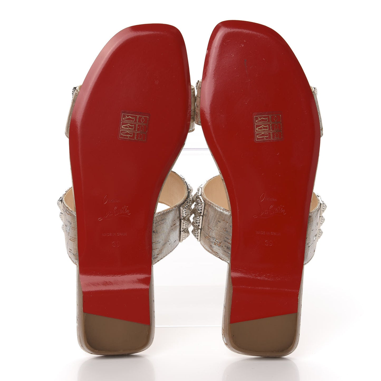 Liege Pepite Studded Myriadiam Flat Slide Sandals 39 Silver
