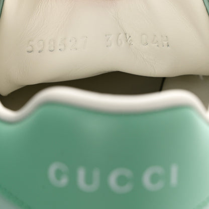 Gucci Calfskin Interlocking G Perforated Womens Ace Sneakers 36.5 Water Green Synthetic Green Garden 6 of 9