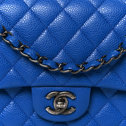 Chanel Caviar Quilted Medium Double Flap Blue 9 of 11