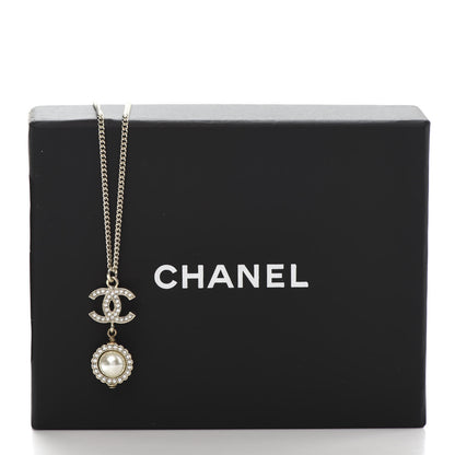 Chanel Crystal Pearl CC Lace Camellia Necklace Gold 6 of 6
