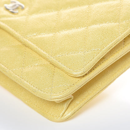 Chanel Iridescent Caviar Quilted Wallet on Chain WOC Yellow 10 of 11