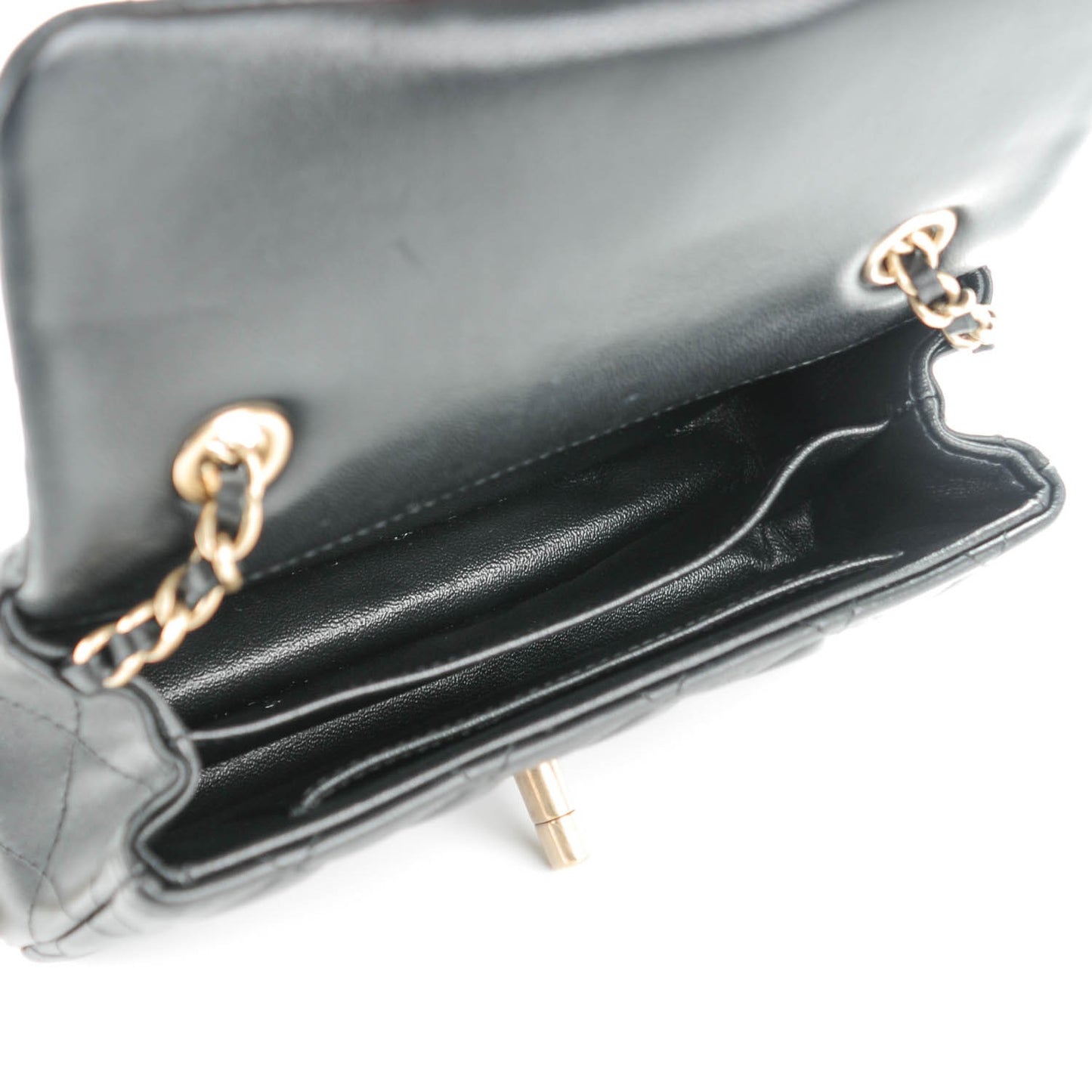 Lambskin Quilted Extra Mini Flap Black