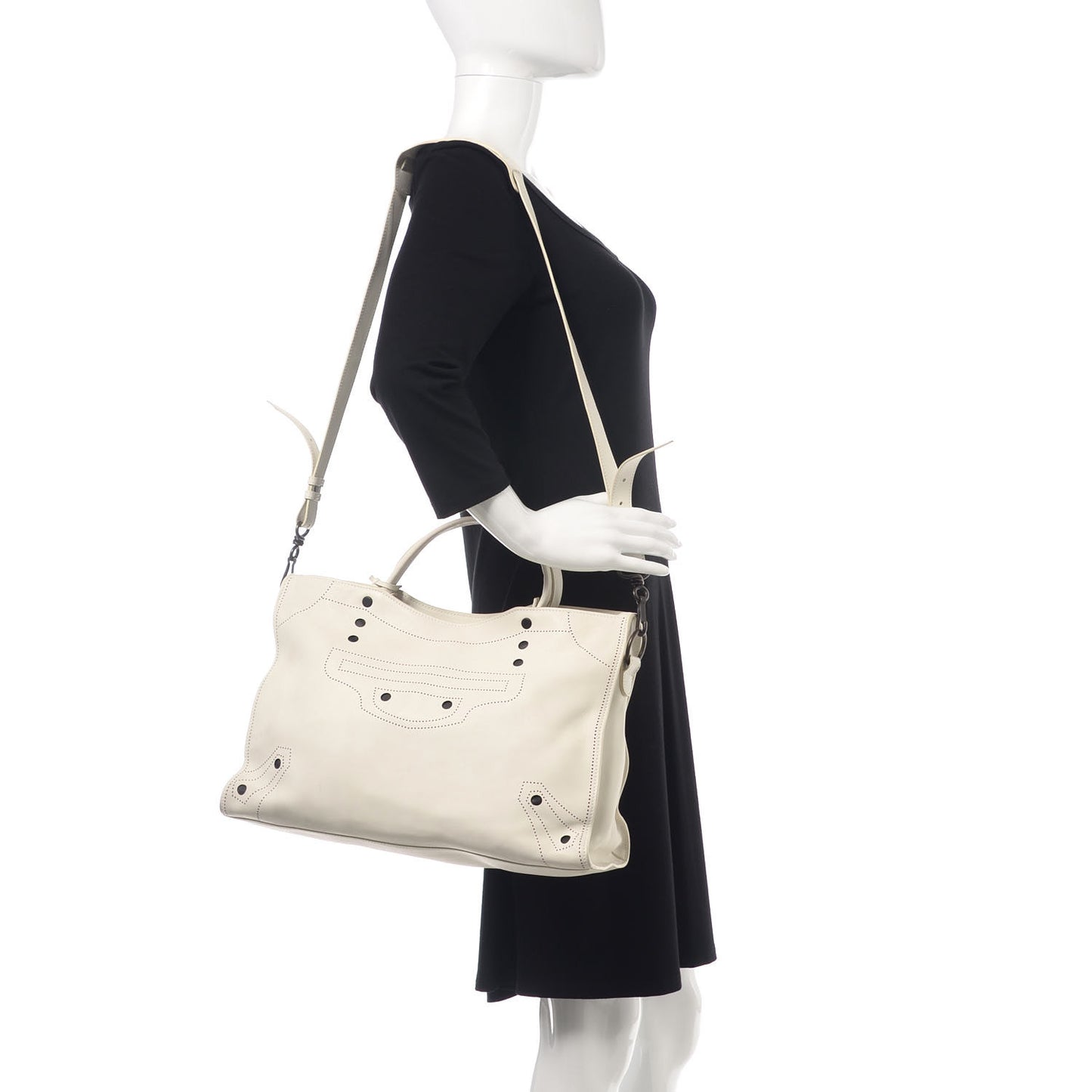 Veau Soyeux Bi-Color Perforated Blackout Hardware City White Black