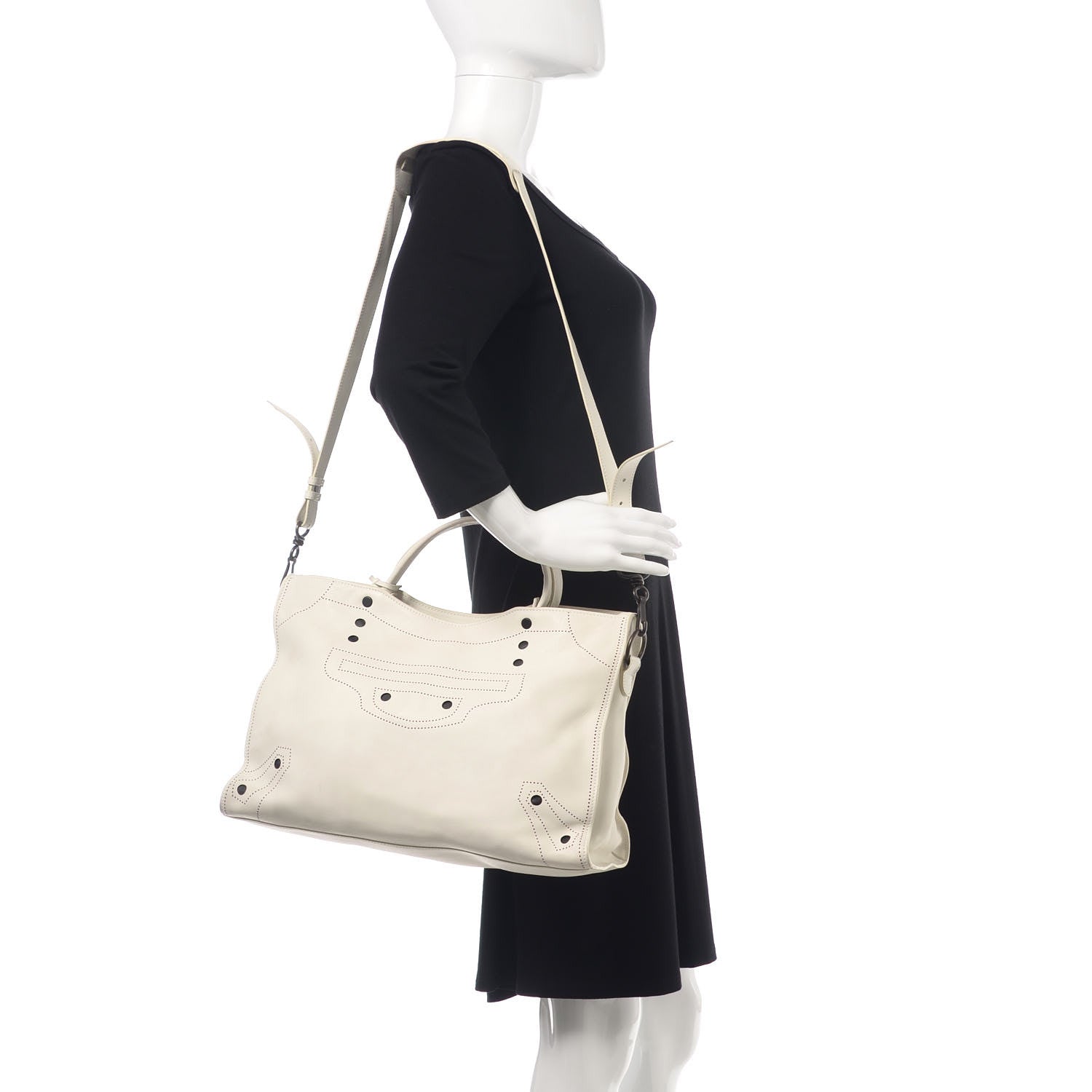 Balenciaga Veau Soyeux Bi-Color Perforated Blackout Hardware City White Black 3 of 15