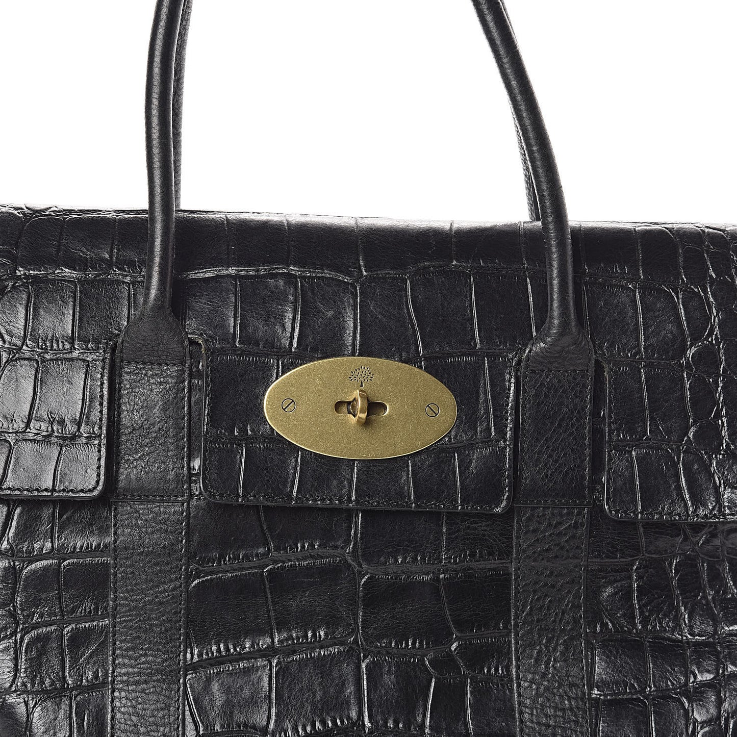 Calfskin Crocodile Embossed Bayswater Black
