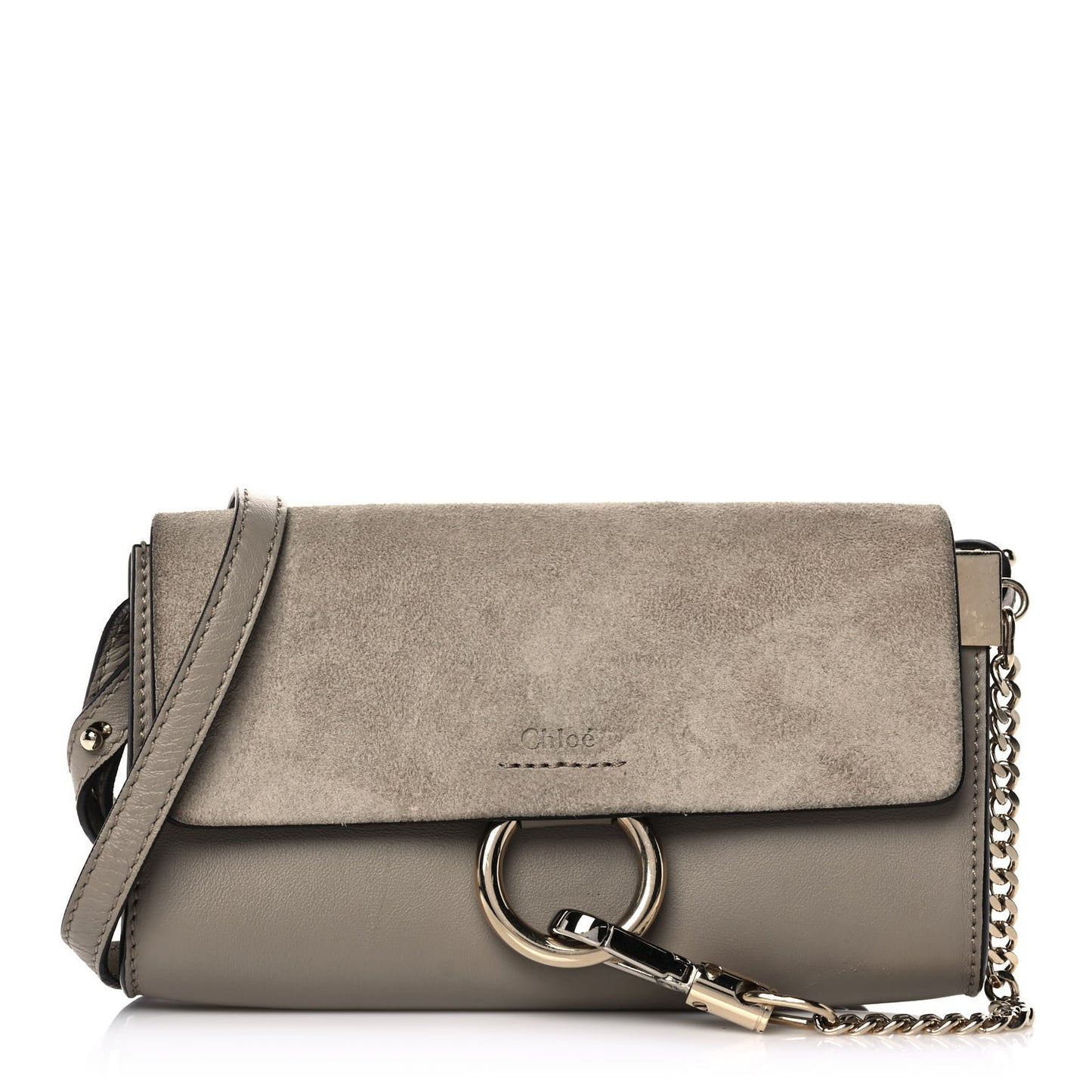 Suede Calfskin Mini Faye Shoulder Bag Motty Grey