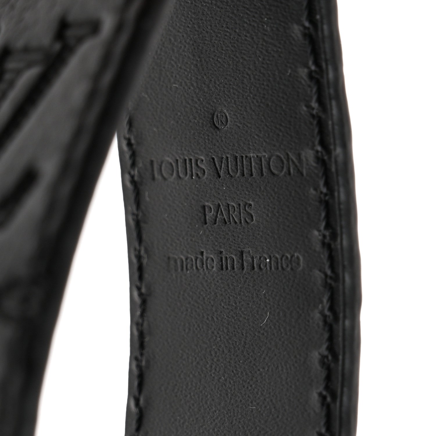 Louis Vuitton Calfskin LV Shape Dragonne Bag Charm Key Holder Black 3 of 5