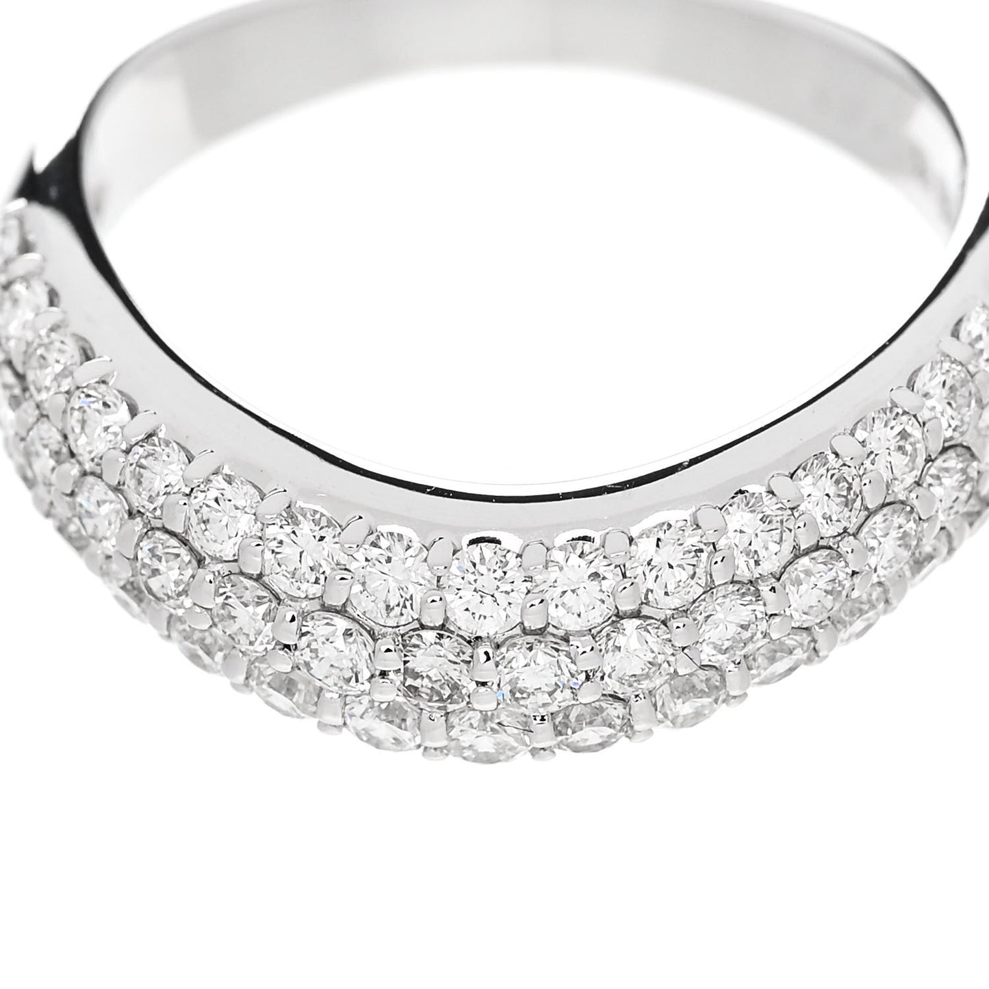 18K White Gold Diamond 1.00ctw Three Row Curved Band Ring 53 6.5