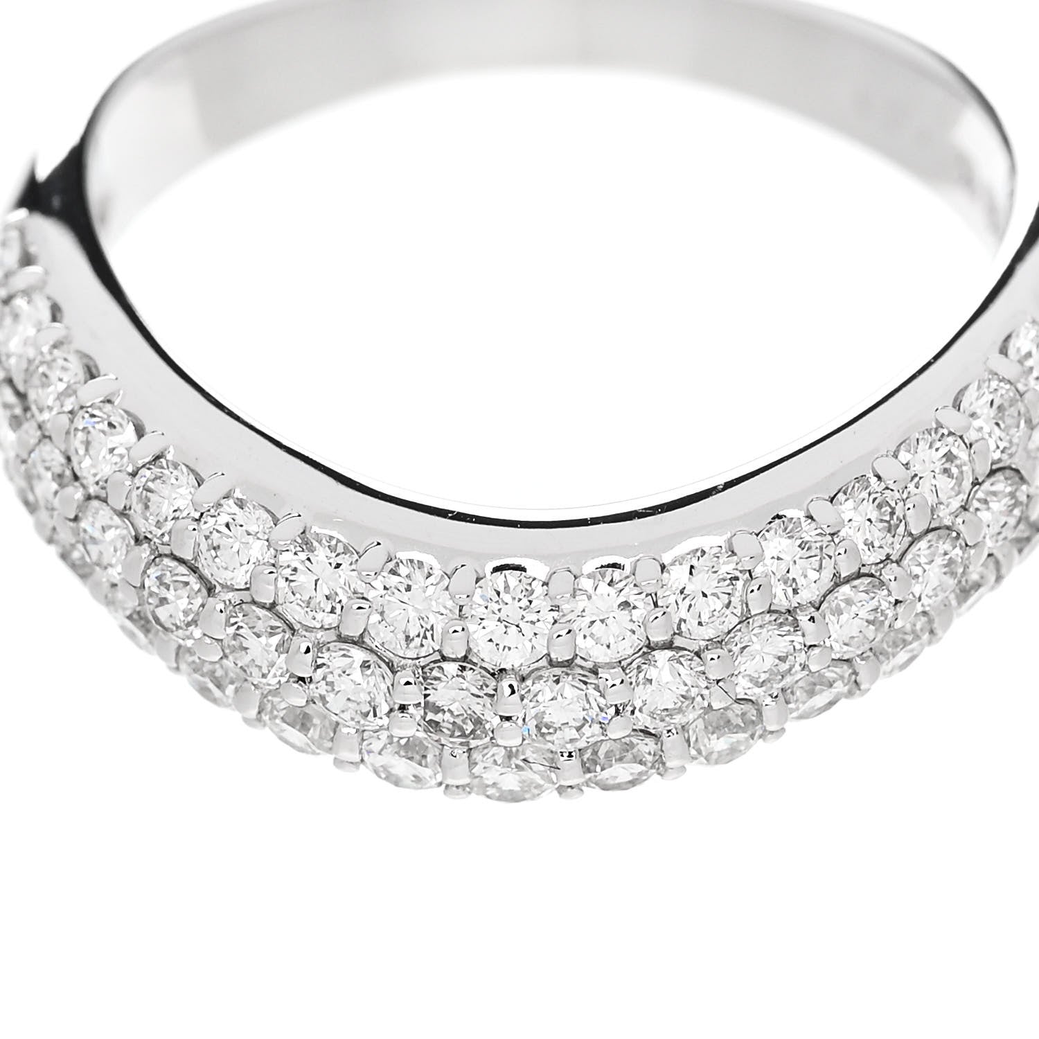 Parker & West by FASHIONPHILE 18K White Gold Diamond 1.00ctw Three Row Curved Band Ring 53 6.5 7 of 9