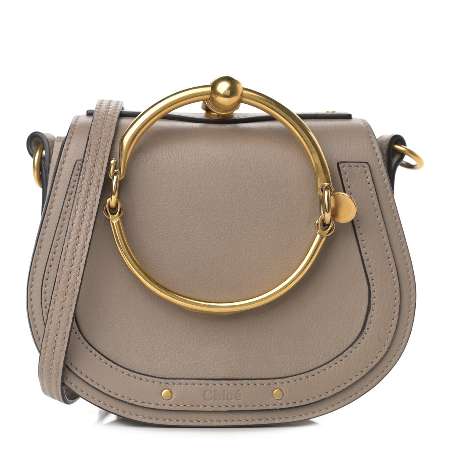 Calfskin Suede Small Nile Bracelet Bag Motty Grey