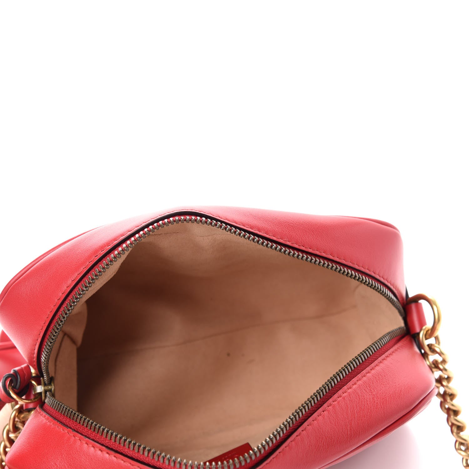 Gucci Calfskin Matelasse Small GG Marmont Chain Shoulder Bag Hibiscus Red 6 of 13