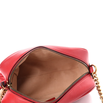 Gucci Calfskin Matelasse Small GG Marmont Chain Shoulder Bag Hibiscus Red 6 of 13