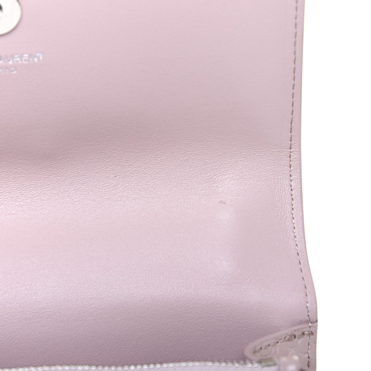 Calfskin Crocodile Embossed Small Monogram Sunset Soft Nude