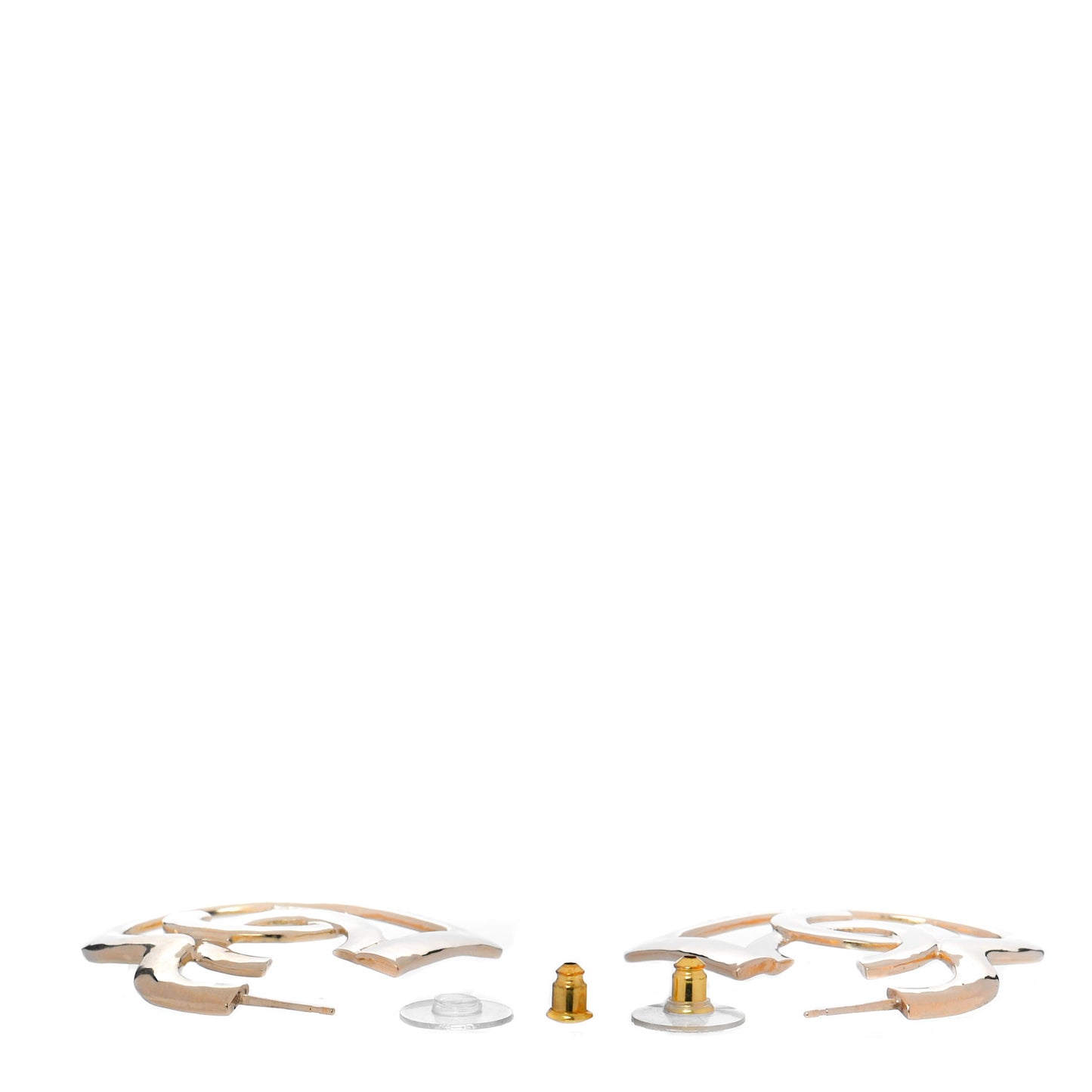 Metal CC Heart Coco In Love Hoop Earrings Gold