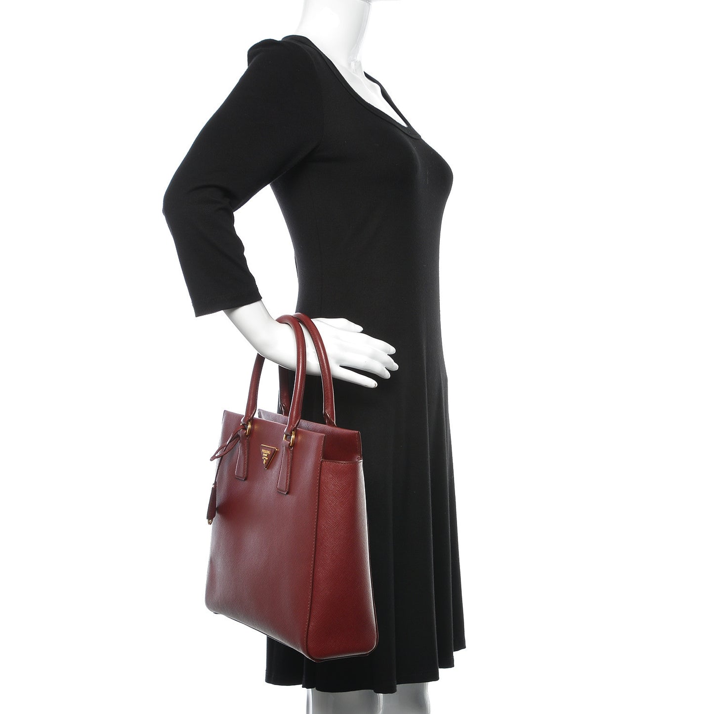 Saffiano Lux Double Handle Shopping Tote Cerise