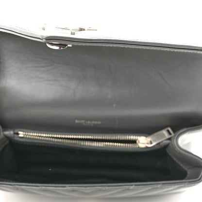 Saint Laurent Sheepskin Matelasse Chevron Monogram Medium College Bag Light Coal 5 of 13