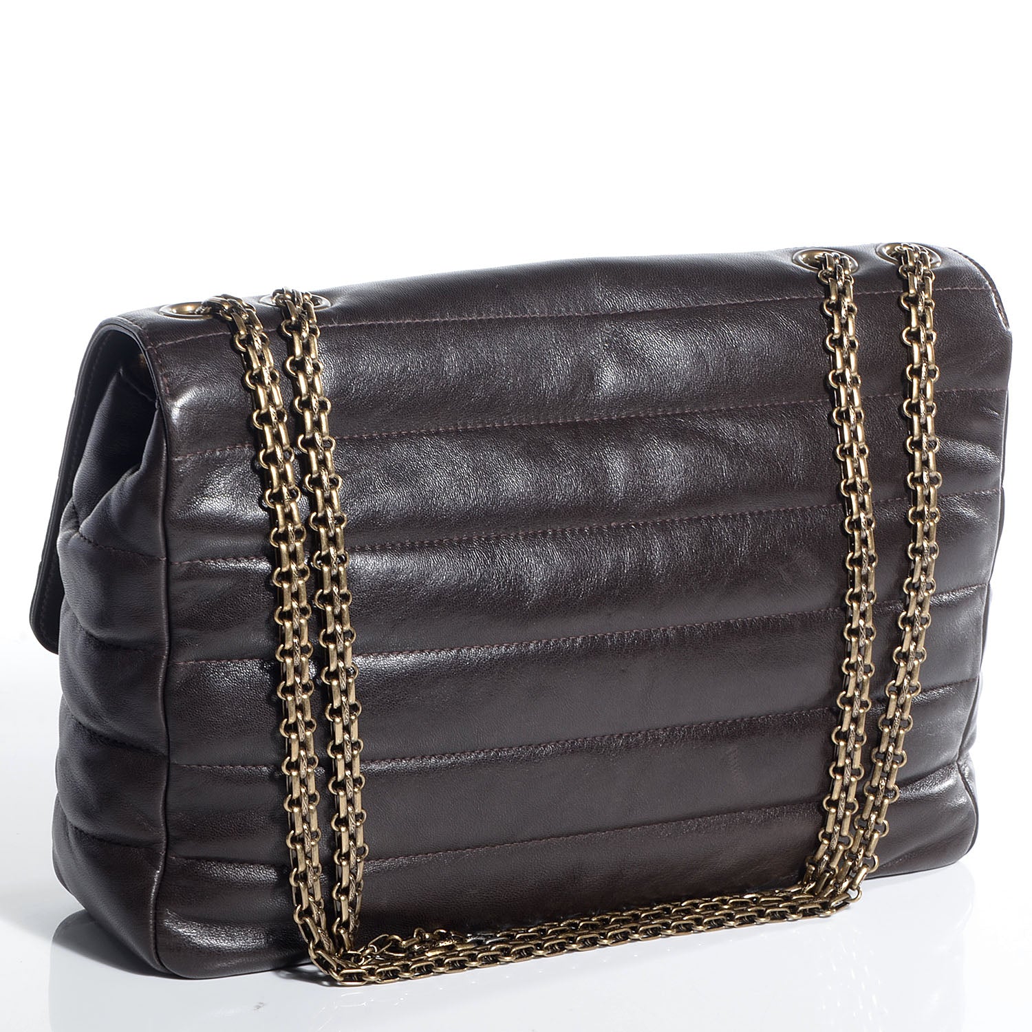 Chanel Lambskin Horizontal Quilt Jumbo Mademoiselle Flap Dark Brown 3 of 9