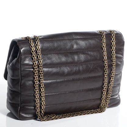 Chanel Lambskin Horizontal Quilt Jumbo Mademoiselle Flap Dark Brown 3 of 9