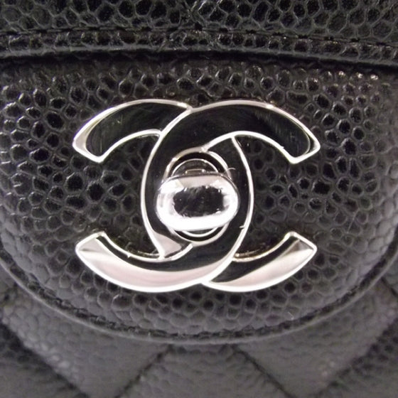 Caviar Quilted Medium Double Flap Black